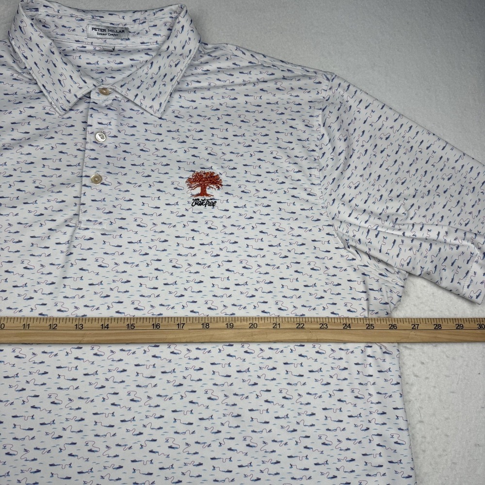 Peter Millar Polo Mens 2XL White Print Summer Comfort Golf Oak Tree National - Picture 5 of 8